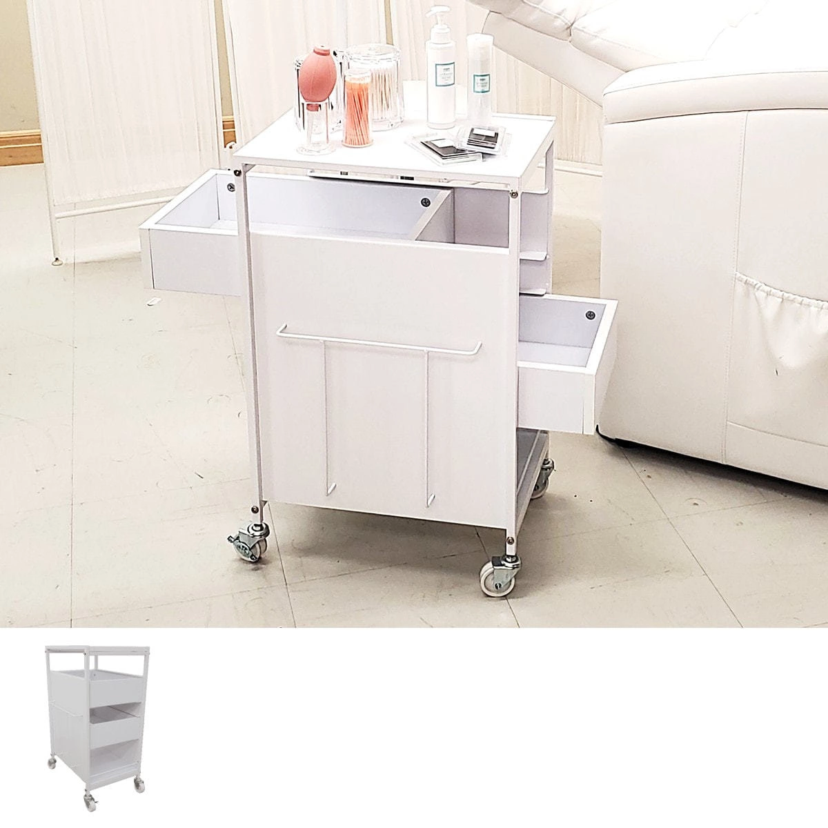 リクライニングチェア（フットケア）ステージ HD-020 カート付き（ホワイト） リクライニングチェア（フットケア）ステージ HD-020 カート付き